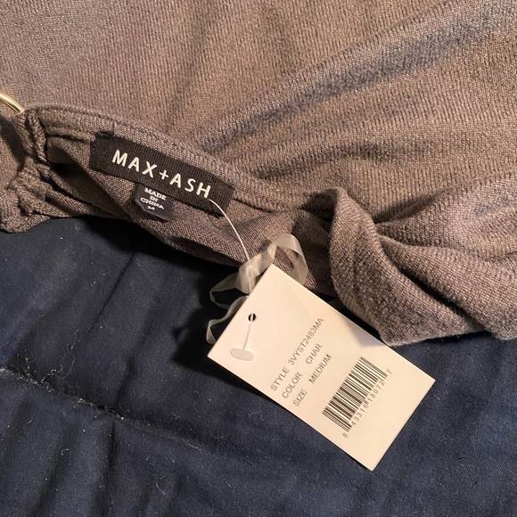 MAX + ASH Charcoal Grey Knit Keyhole Mini Dress Tunic - Picture 3 of 7